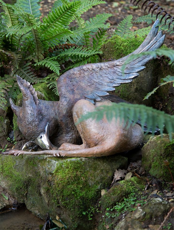 The Sleeping Gryphon - Bronze Garden Sculpture