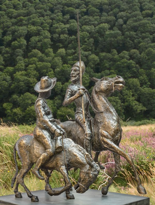 Don Quixote &amp; Sancho Panza - Bronze Garden Sculpture