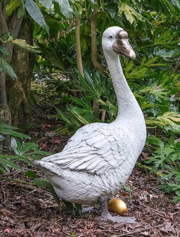 Aesop's Goose and Golden Egg - Bronze Garden Sculpture