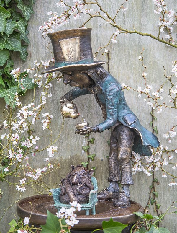 The Mad Hatter (with Dormouse) bronze water feature