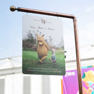 Robert James Workshop sign, featuring Winnie the Pooh and Piglet