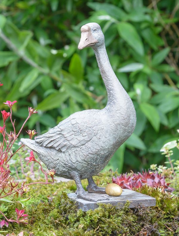 Aesop's Goose That Laid the Golden Egg - Miniature Bronze Sculpture