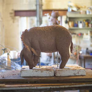 Eeyore garden sculpture - at the clay modelling stage