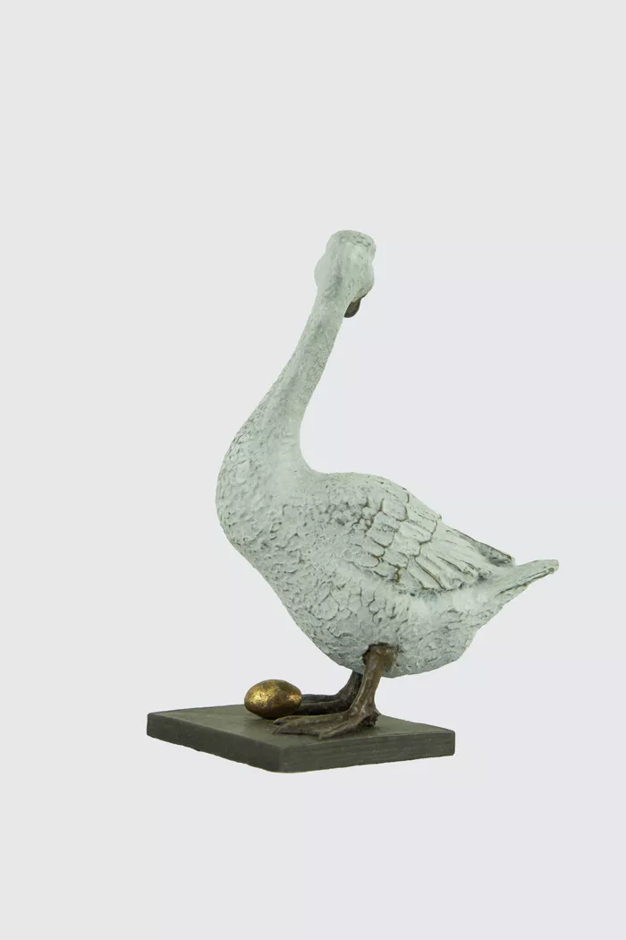 Aesop's Goose That Laid the Golden Egg - Miniature Bronze Sculpture