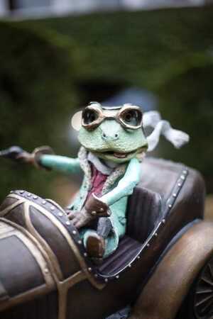 Mr. Toad in his motor car sculpture