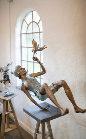 Peter Pan and Tinker Bell sculpture installed in the Robert James Workshop Gallery