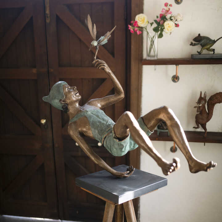 Peter Pan and Tinker Bell sculpture installed in the Robert James Workshop Gallery