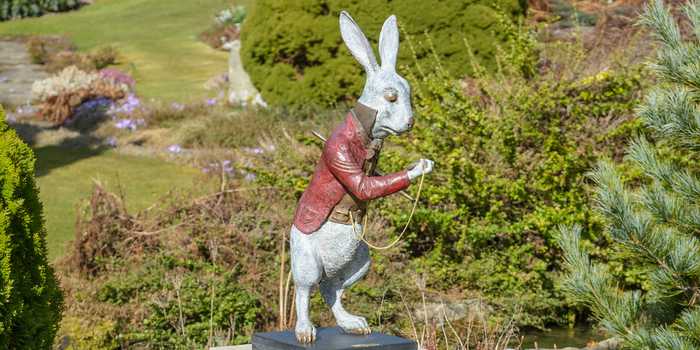 white rabbit on a plinth