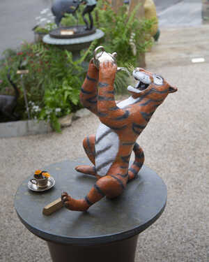 The Tiger Who Came to Tea bronze garden sculpture on display at RHS Chelsea Flower Show 2025