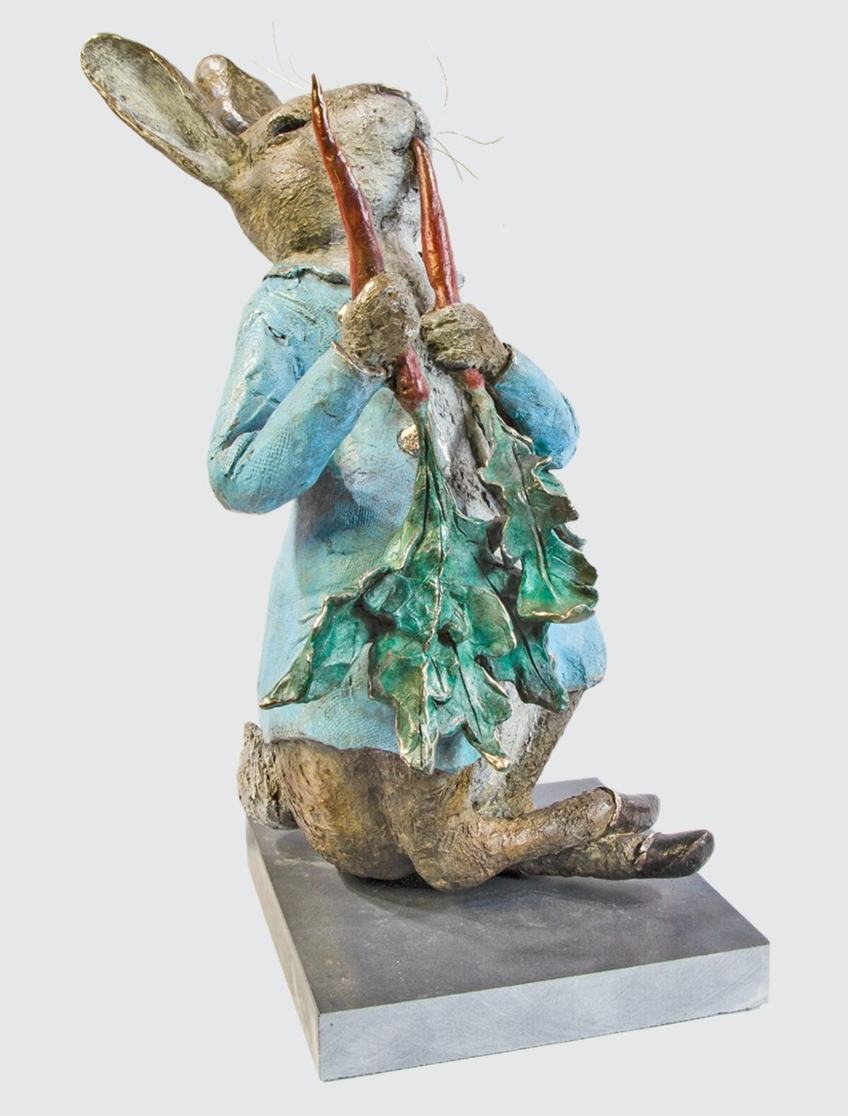Peter Rabbit eating Radishes - Bronze Garden Sculpture