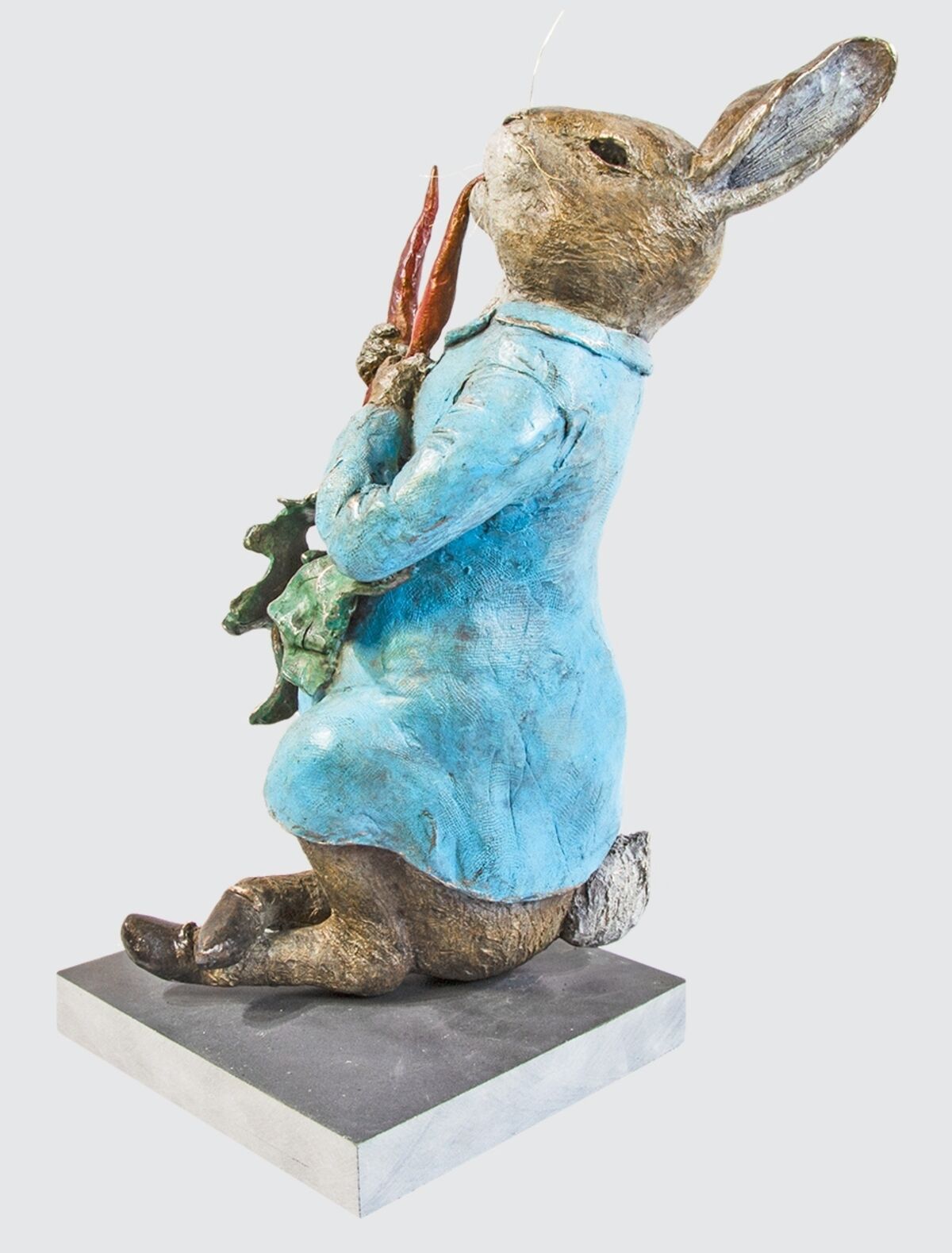 Peter Rabbit eating Radishes - Bronze Garden Sculpture