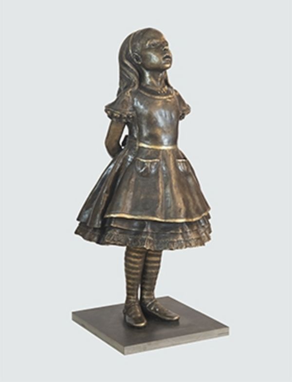 Alice in Penny Bronze - Bronze Garden Sculpture