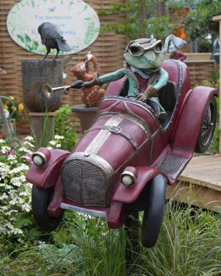 Mr. Toad in his motor car sculpture at RHS Chelsea Flower Show 2025