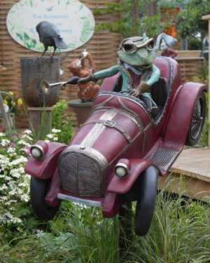 Mr. Toad in his motor car sculpture at RHS Chelsea Flower Show 2025