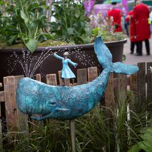 Barefooted King and the Whale sculpture displayed at RHS Chelsea Flower Show 2026