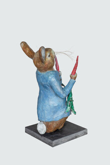 Peter Rabbit eating Radishes - Bronze Garden Sculpture