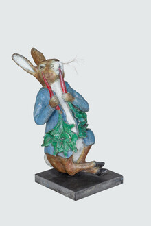 Peter Rabbit eating Radishes - Bronze Garden Sculpture